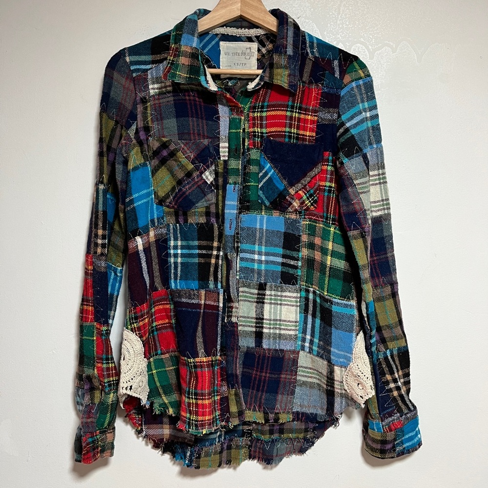 We The Free Multicolor Patchwork Plaid Button-Down Shirt - Picture 2 of 11